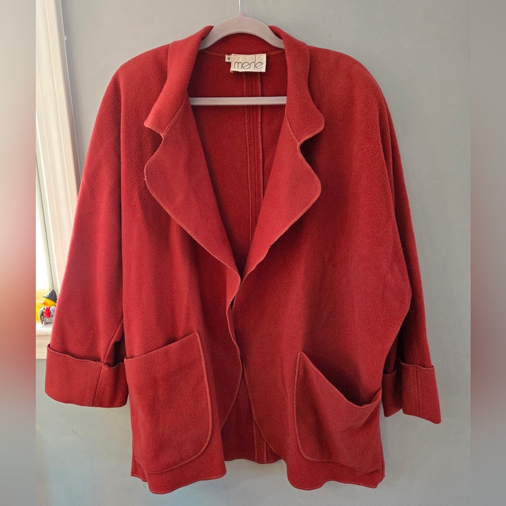 Merle Chicago Open Front Coat Cardigan Women Size Medium Made In USA Wool VTG